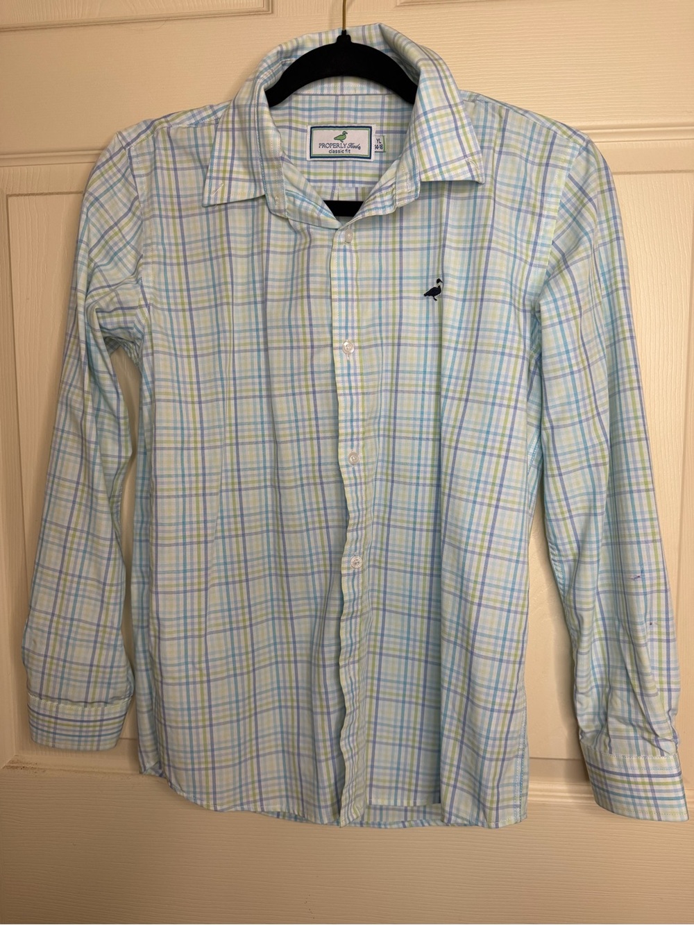 Southern Tide Light Blue, Green & Yellow Plaid Button-Down Shirt